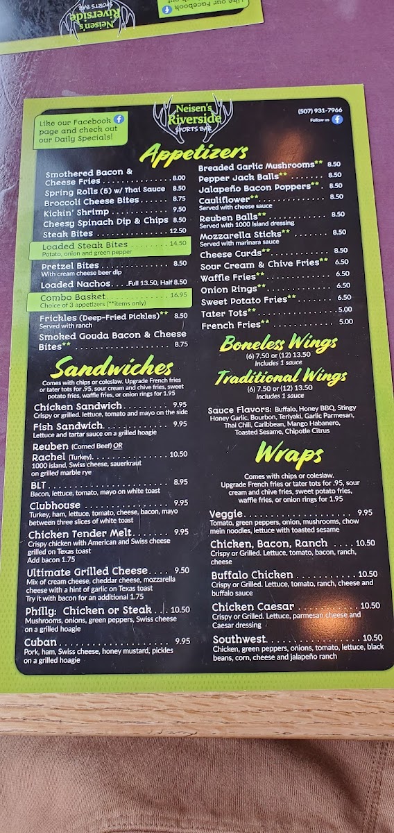 Menu Neisen's Riverside Sports Bar-1