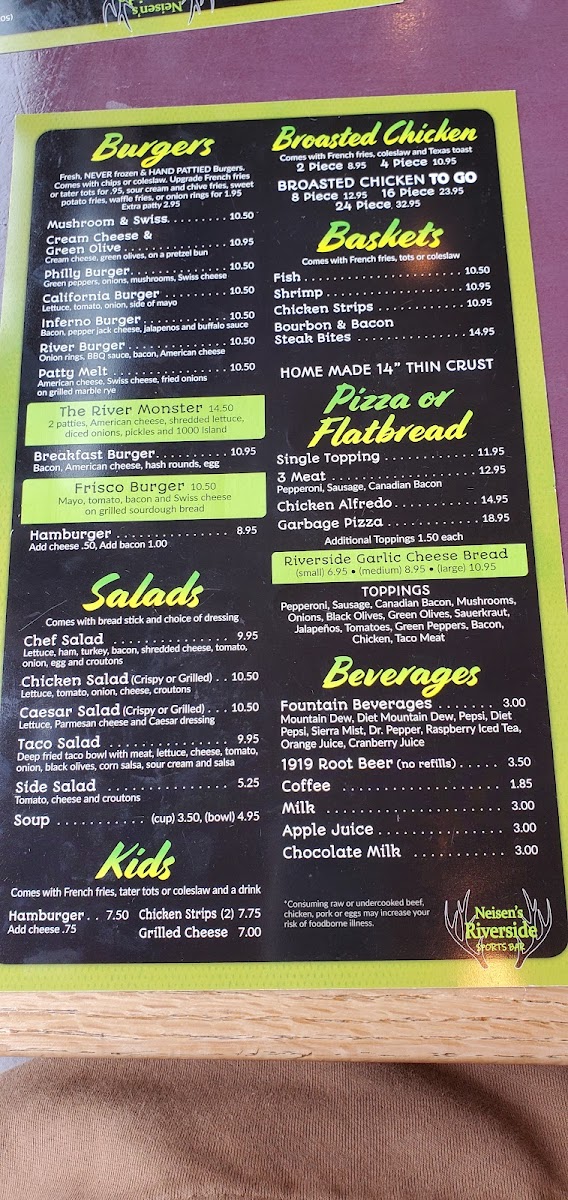 Menu Neisen's Riverside Sports Bar-2